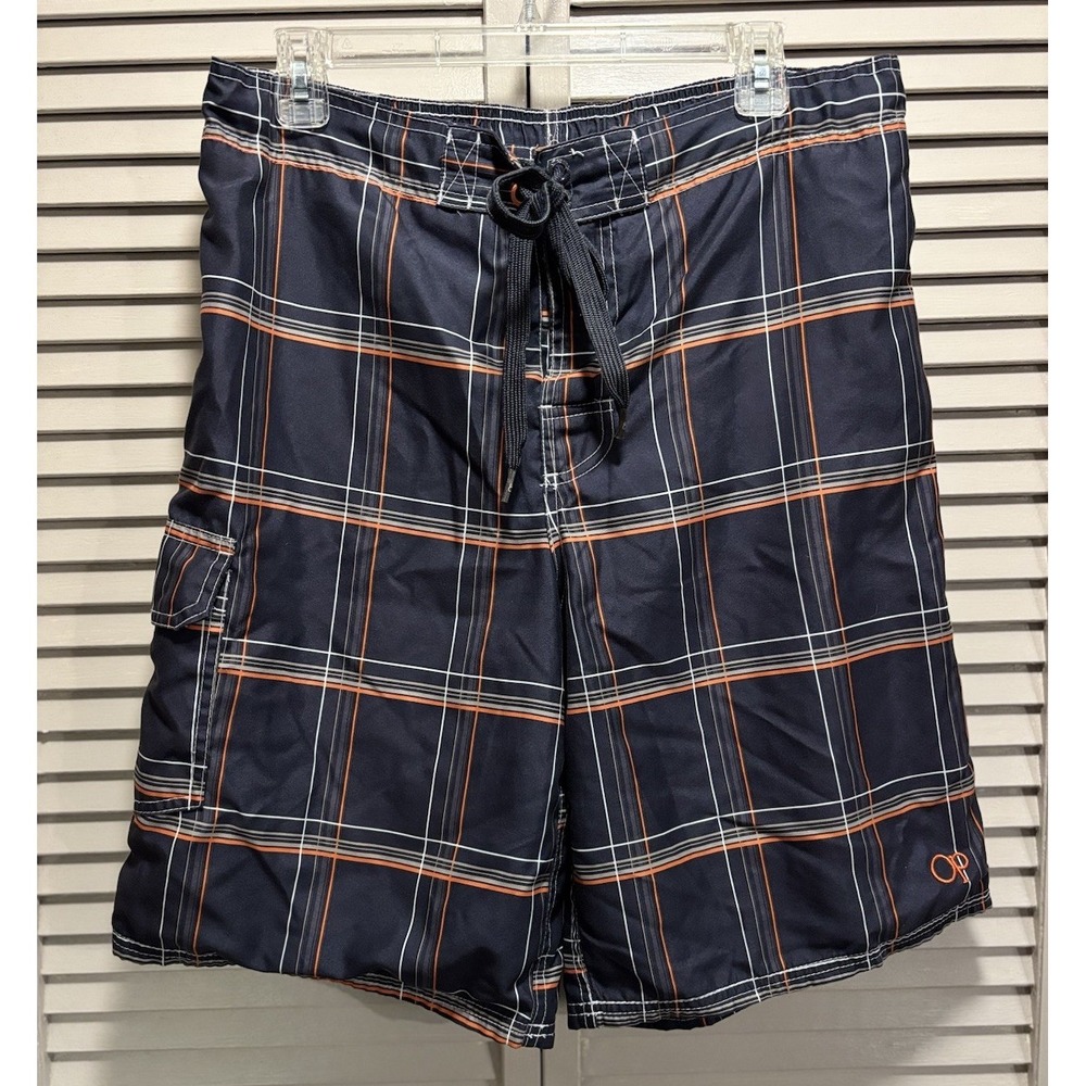 OP Swim Shorts Mens Size M‎ (32-34) Lined Elastic/Tie Waist Pockets Mid Rise